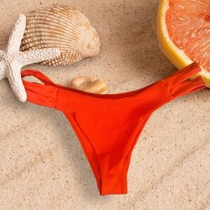 NWOT! Red Ribbed Bikini Bottoms